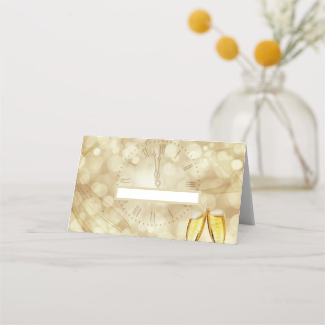 Nyårsafton med champagneglas placeringskort (Framsida)