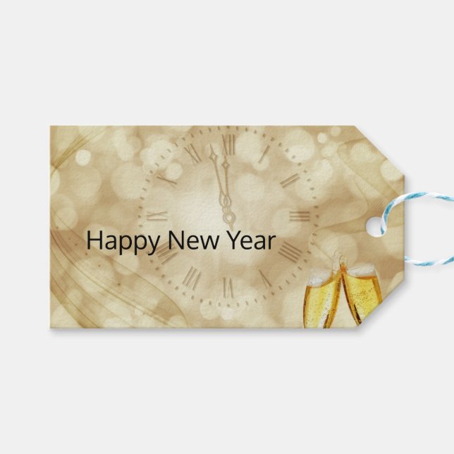 Nyårsafton med champagneglas presentetikett (Framsidan (Horisontell))