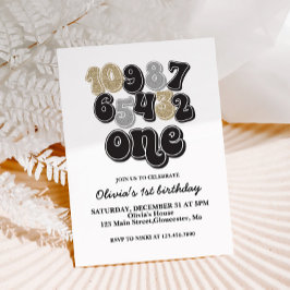 Nyårsafton Nedräkning Första Födelsedag Inbjudan