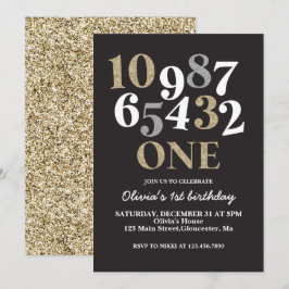 Nyårsafton Nedräkning Första Födelsedag Inbjudan