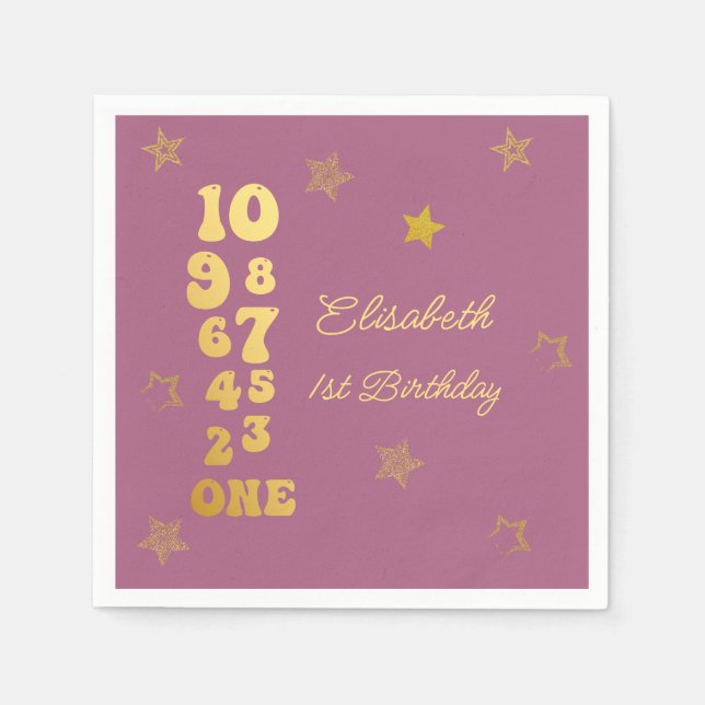 Nyårsafton nedräkning första födelsedag pappersservett (Framsidan)