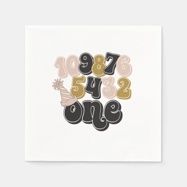 Nyårsafton nedräkning första födelsedag pappersservett (Framsidan)