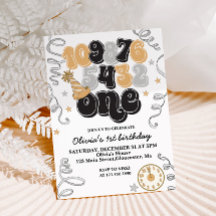 Nyårsafton nedräkning första födelsedagsinbjudan