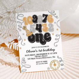 Nyårsafton nedräkning första födelsedagsinbjudan inbjudningar