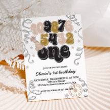 Nyårsafton nedräkning första födelsedagsinbjudan