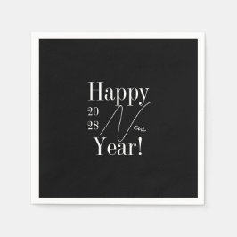 Nyårsafton Party Black and White Pappersservett