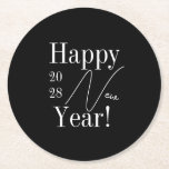 Nyårsafton Party Black and White Underlägg Papper Rund<br><div class="desc">Det här är en modern snyggt, Nyårsafton Party. Den är i klassisk svart och vit med en modern typgrafiska skriptutformning. Det har budskapet "Gott nytt år!" med utrymme för er att lägga till firande. Perfekt för en modern och chic Nyårsafton Party eller firande. Om du vill anpassa eller lägga till...</div>