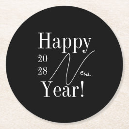 Nyårsafton Party Black and White Underlägg Papper Rund