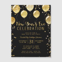 Nyårsafton Party Black & Guld Balloon Confetti