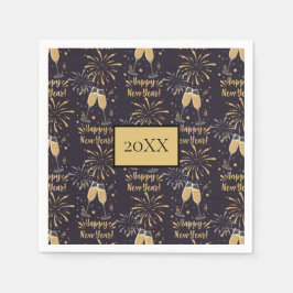 Nyårsafton Party Champagne Fireworks Pappersservett