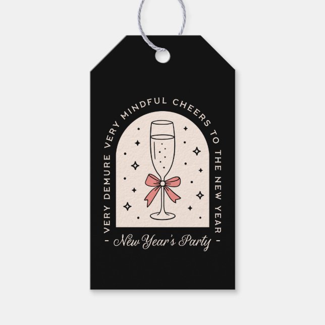 Nyårsafton party finare mörk coquette black presentetikett (Framsidan)