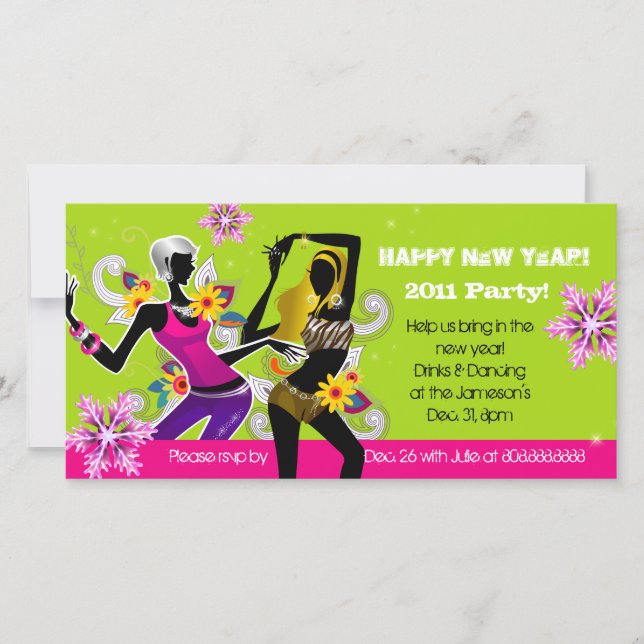 Nyårsafton Party-fotokort för att dansa limmer (Framsida)