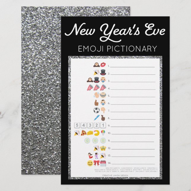 Nyårsafton Party Game Emoji (Fram/baksida)