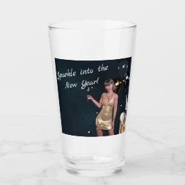 Nyårsafton Party Girl i Sequed Dress Glaskopp