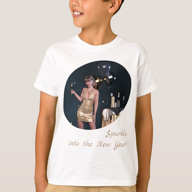 Nyårsafton Party Girl i Sequed Dress T Shirt (Framsida)