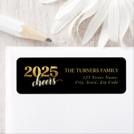 Nyårsafton Party Guld & Black Returadress Etikett