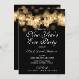 nyårsafton Party Guld Bokeh Ljus Inbjudningar