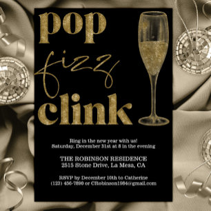 Nyårsafton Party Guld Gnistra Cheers Inbjudningar