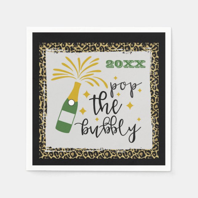 Nyårsafton Party Pop, Bublet Champagne Pappersservett (Framsidan)