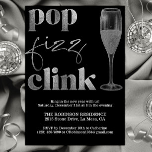 Nyårsafton Party Silver Gnistra Cheers Inbjudningar