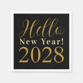 Nyårsafton Party Svarta Guld Pappersservett