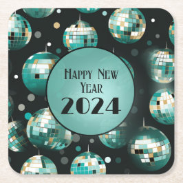 Nyårsafton Party Tallrikar - Disco Boll Design Underlägg Papper Kvadrat