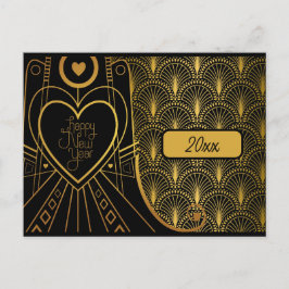 Nyårsafton Party Vintage Art Deco-inbjudan Vykort