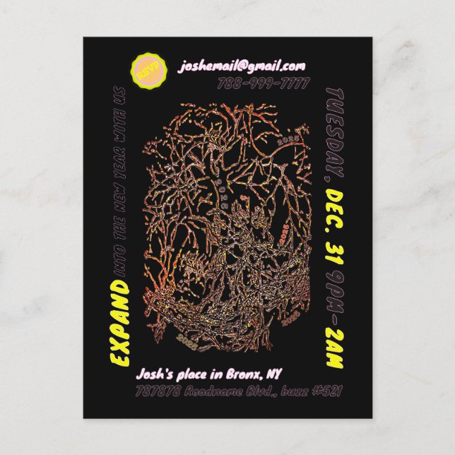 NYÅRSAFTON PARTY vykort inbjudan (Framsida)