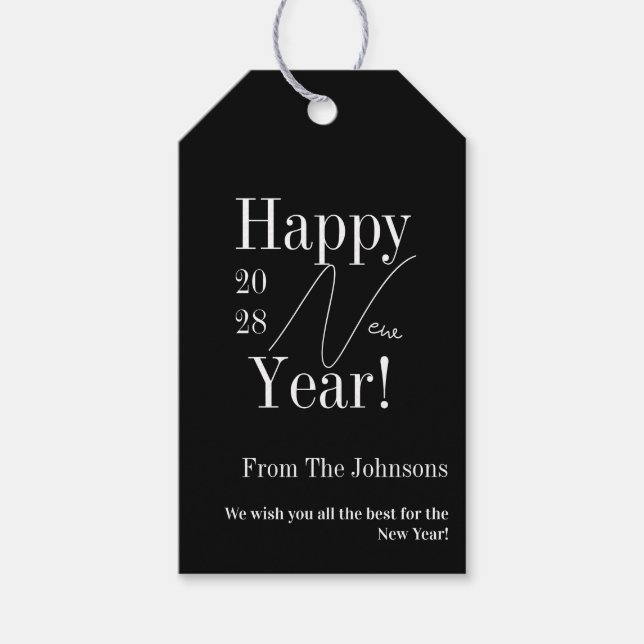 Nyårsafton Svartvitt Presentetikett (Framsidan)