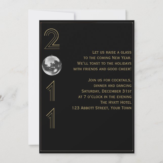 Nyårsaftonen Boll Drop 2011 Inbjudningar (Framsida)