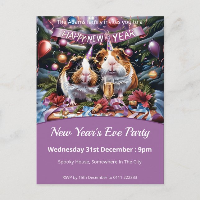 Nyårsaftonen Grisar Party Inbjudan Vykort (Framsida)