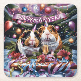 Nyårsaftonen Grisar Party Underlägg Papper Kvadrat