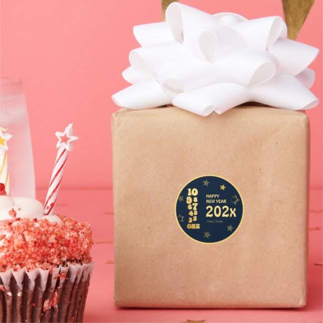 Nyårsaftonen Navy Blue Guld Runt Klistermärke (Fest)