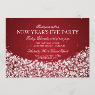 Nyårsaftonpartychampagne Sparkles rött Inbjudningar