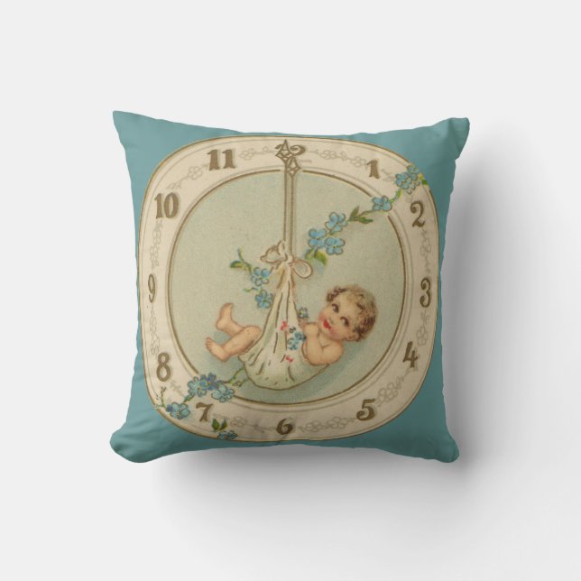 Nyårsbarn Vintageklocka Kudde (Framsida)