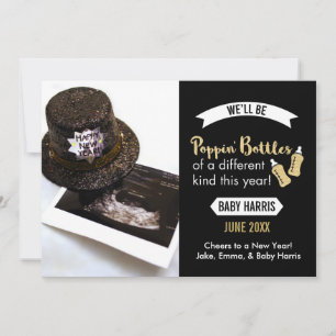 Nyårsbebis - Tillkännagivande med Champagneflaskor Julkort