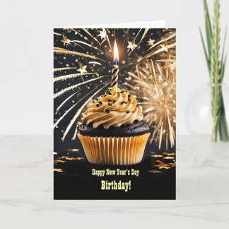 Nyårsdagen Birthday med Cupcoa och Candle Kort