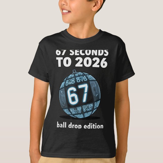 Nyårsdagen Bollnedräkning Rolig Brainrot  T Shirt (Framsida)