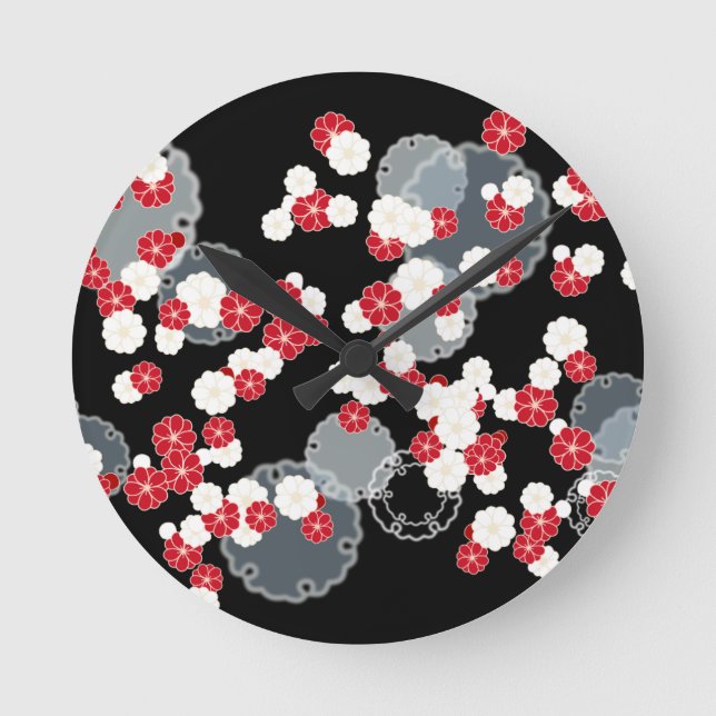 Nyårsdagen för Plum Snö Ring Rund Klocka (Framsida)