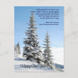 Nyårsdagengranträd med den Tennyson dikt Helg Vykort
