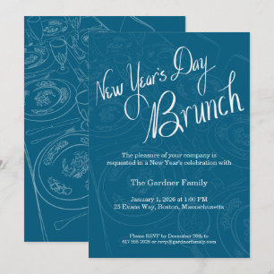 Nyårsdagsbrunch Bordsscen Invitation Inbjudningar