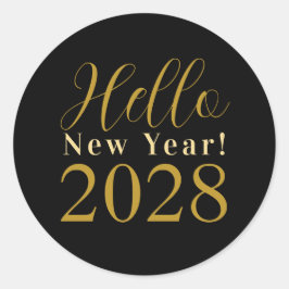 Nyårsfest Black Gold Runt Klistermärke