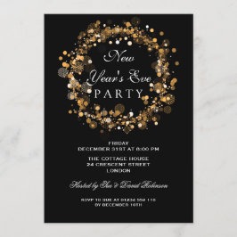 Nyårsfest Festlig krans Guld Inbjudningar