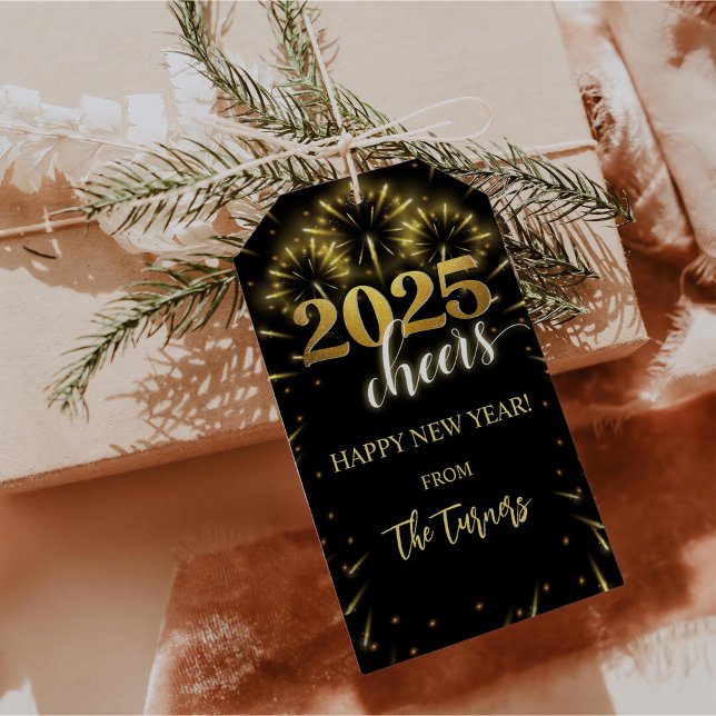 Nyårsfest Guld & Svart Presentetikett (Skapare uppladdad)