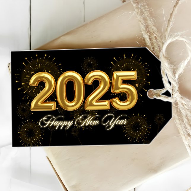 Nyårsfest Guld & Svart  Presentetikett (Skapare uppladdad)