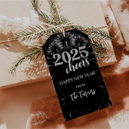 Nyårsfest Silver & Black Presentetikett
