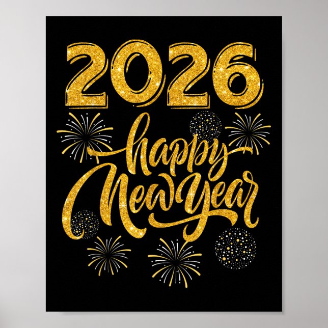 Nyårsfestartiklar 2026 Gott Nytt År F Poster (Framsidan)