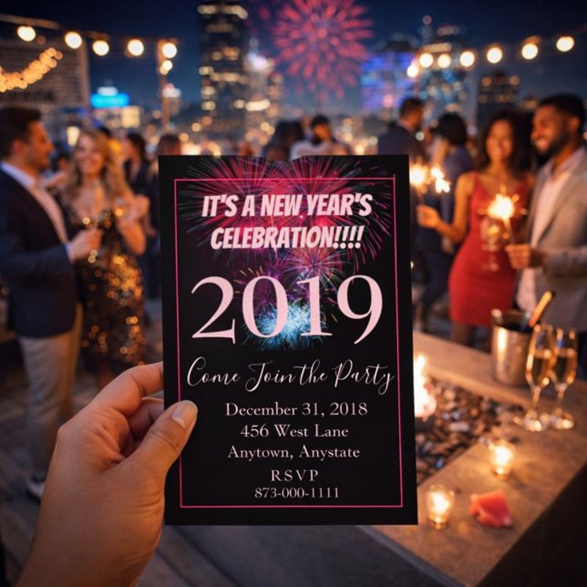 Nyårsfesteldning Inbjudningar (Skapare uppladdad)
