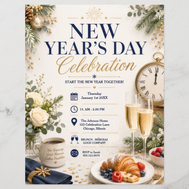 Nyårsfirande Folder Reklamblad (Framsidan)