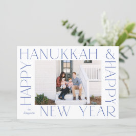 Nyårsfoto av minimalistisk Elegant Blue Hanukkah Julkort